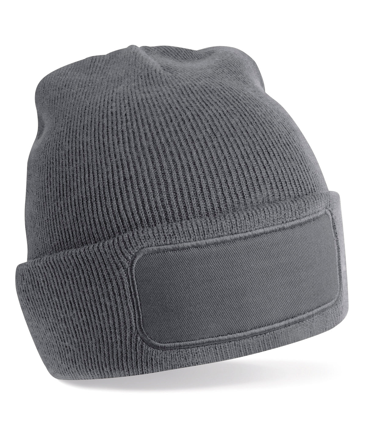 Beechfield Recycled original patch beanie in Graphite Grey, front view