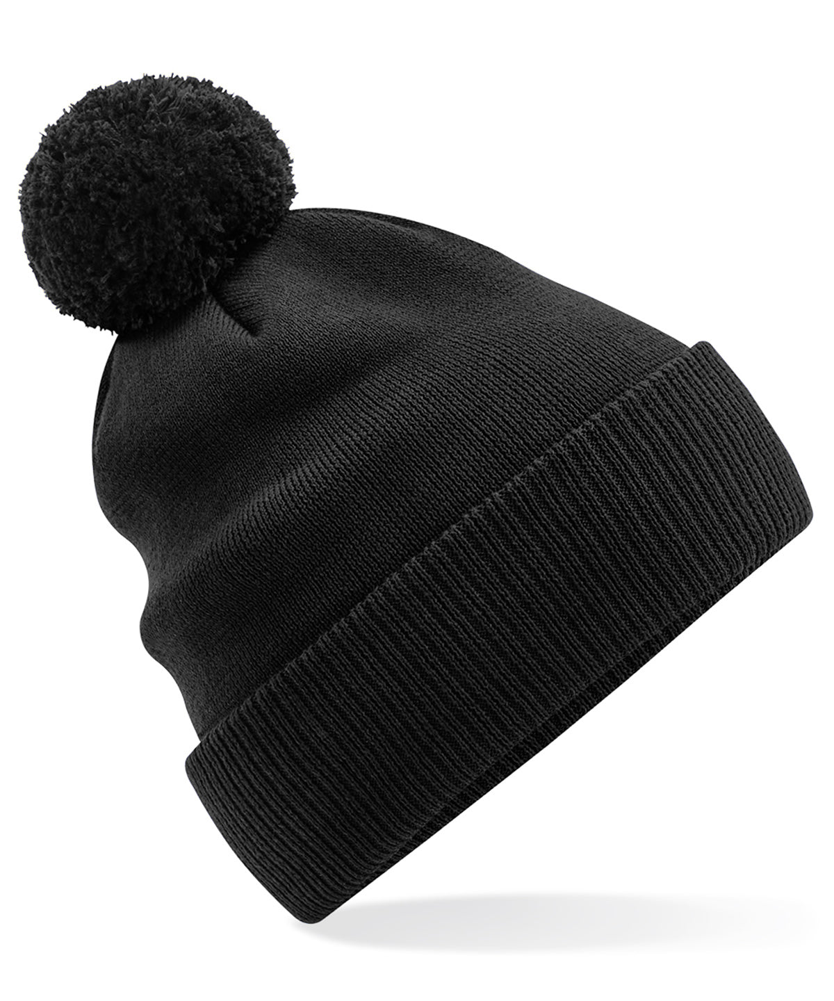 Beechfield Organic cotton Snowstar beanie in Black, front view