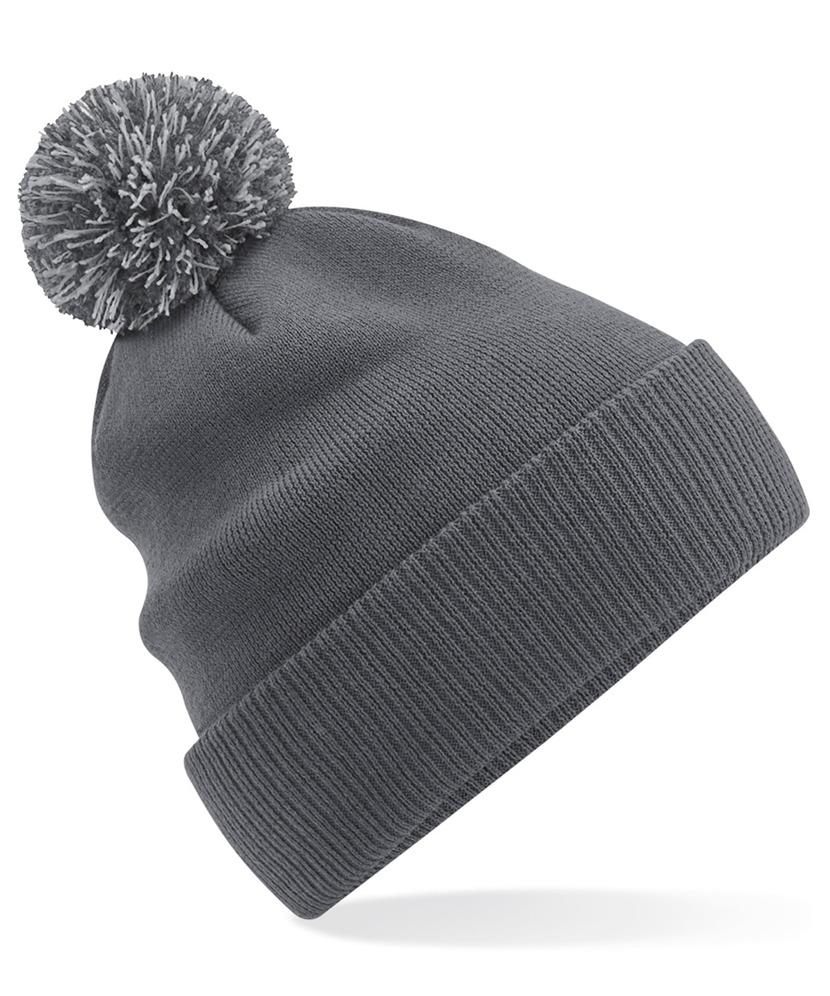 Beechfield Recycled Snowstar beanie in Graphite Grey/Light Grey, front view