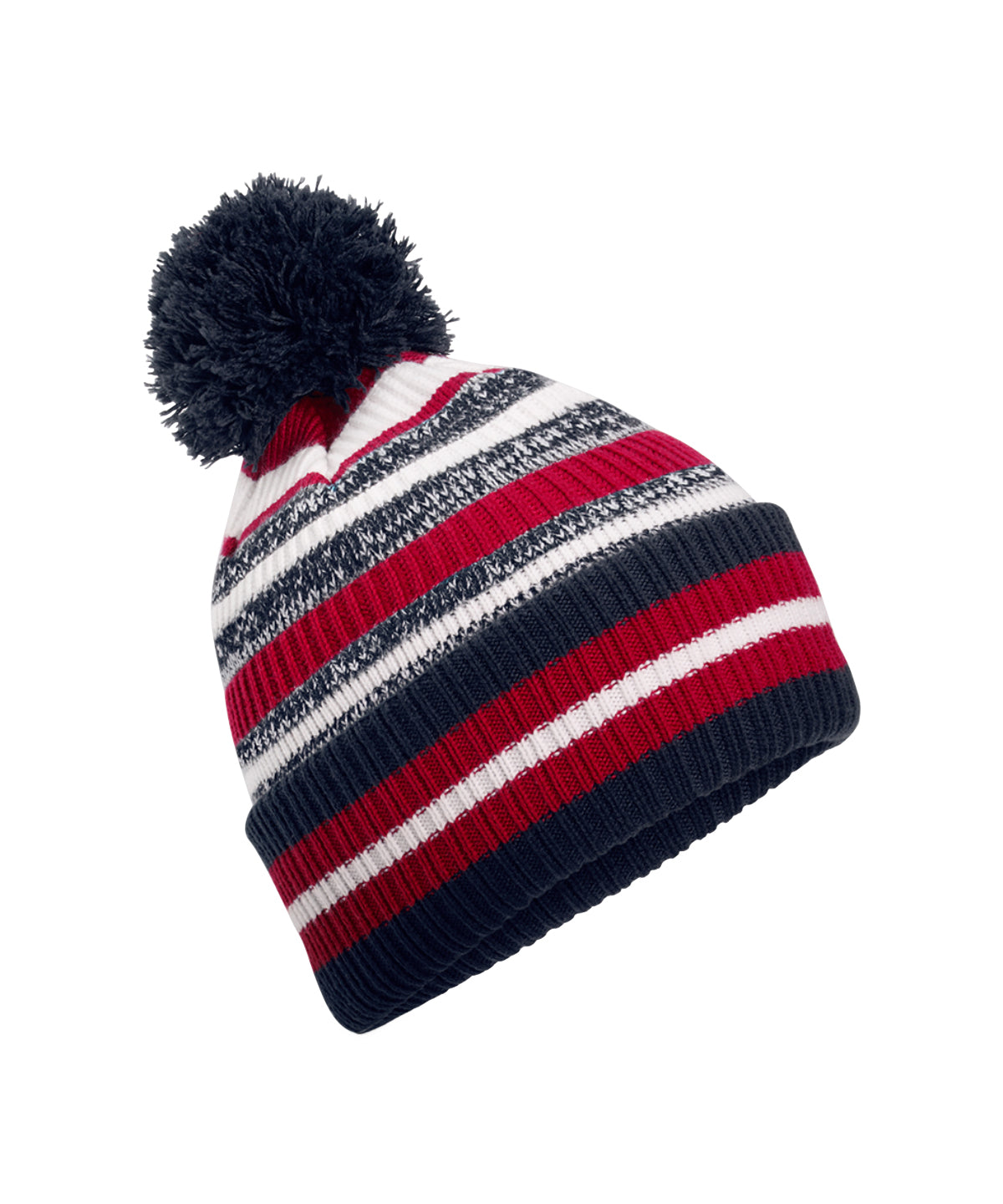 Beechfield Multi-sport fan beanie in French Navy/Classic Red/White, front view
