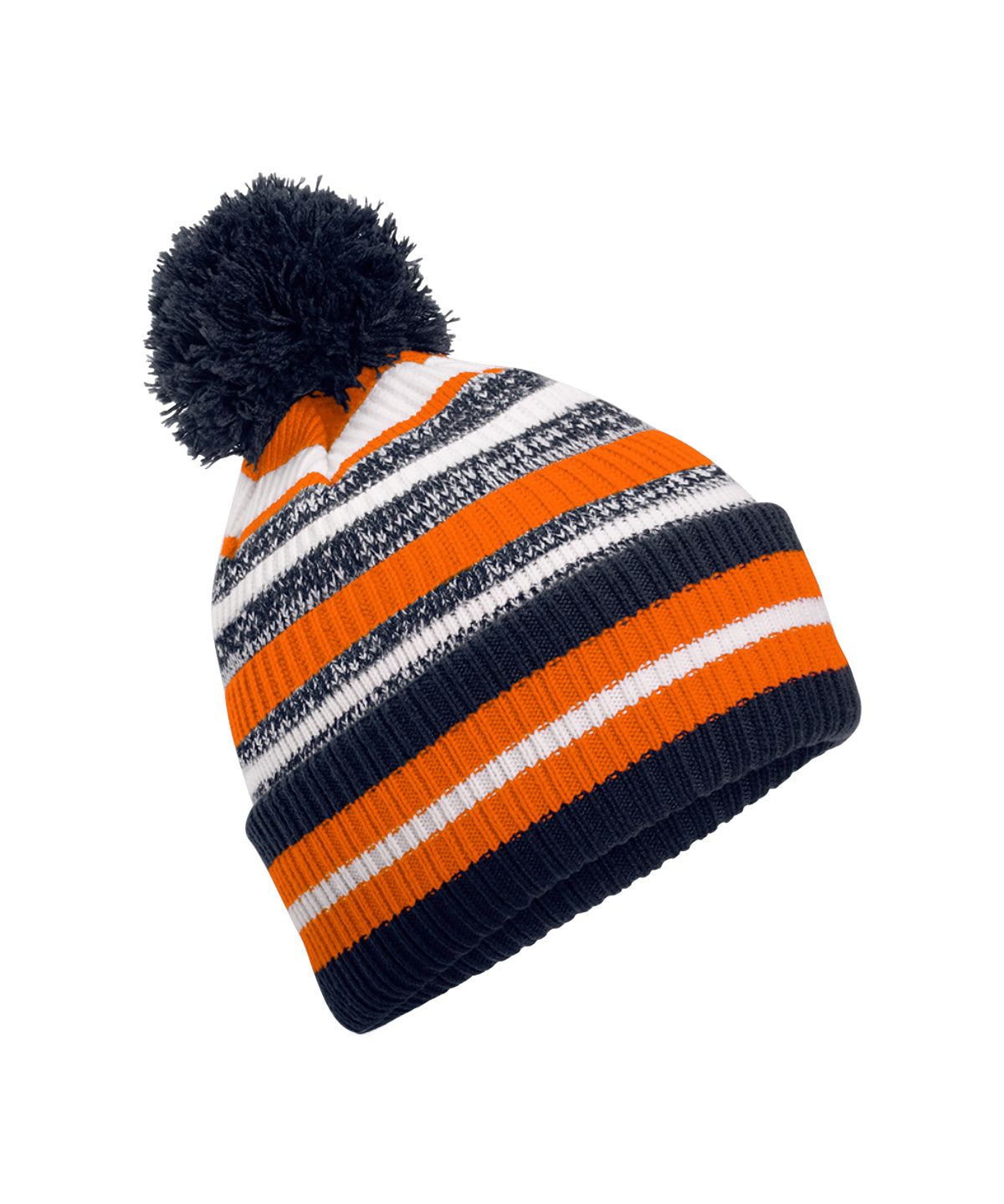 Beechfield Multi-sport fan beanie in French Navy/Orange/White, front view