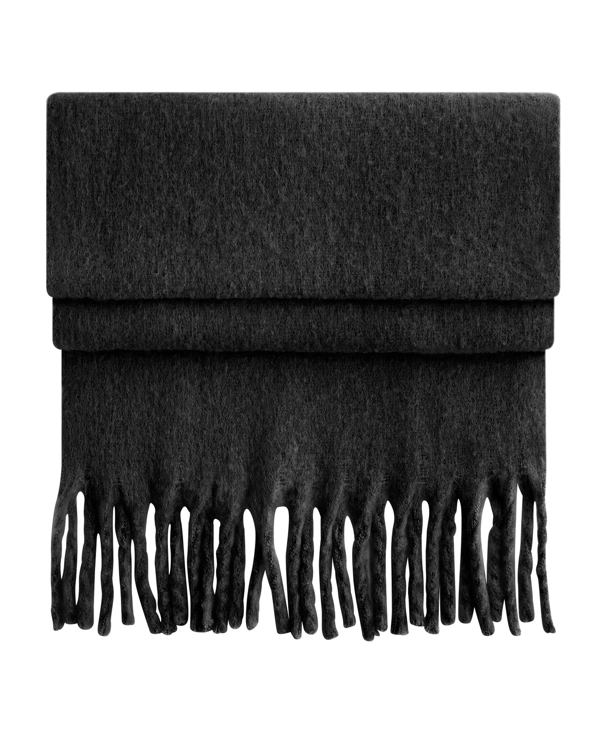 Beechfield Fluffy scarf in Black, front view