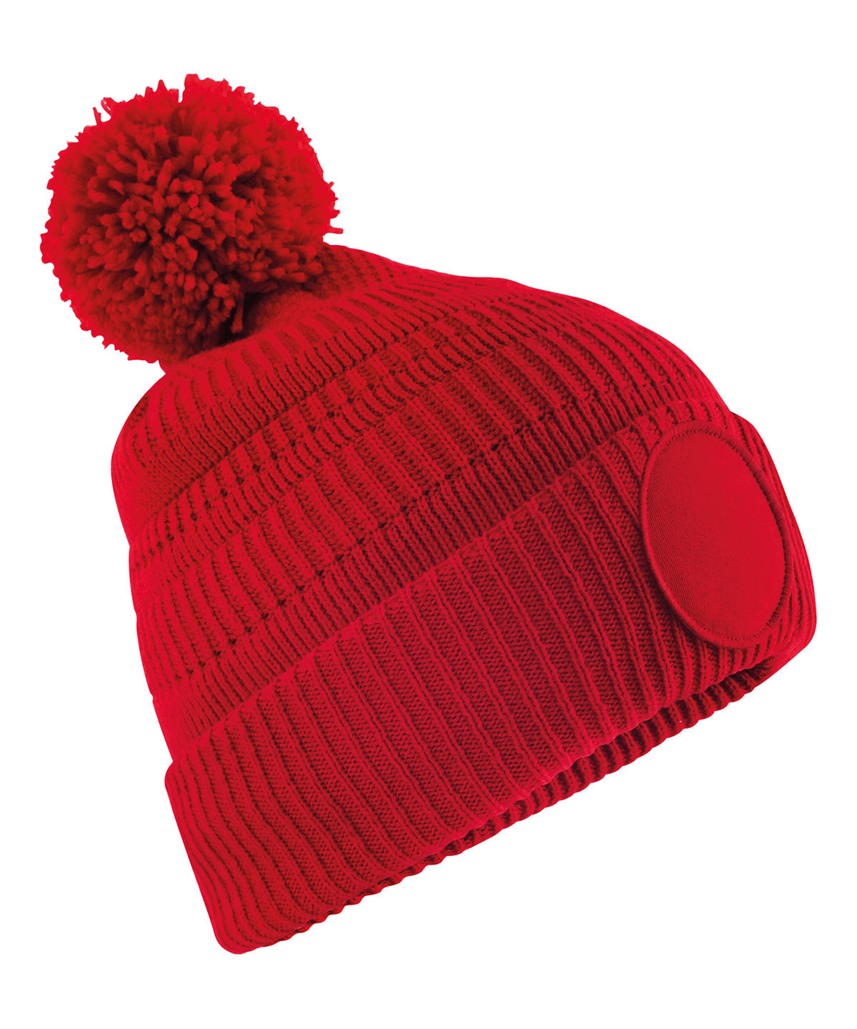 Beechfield Fan patch beanie in Classic Red, front view