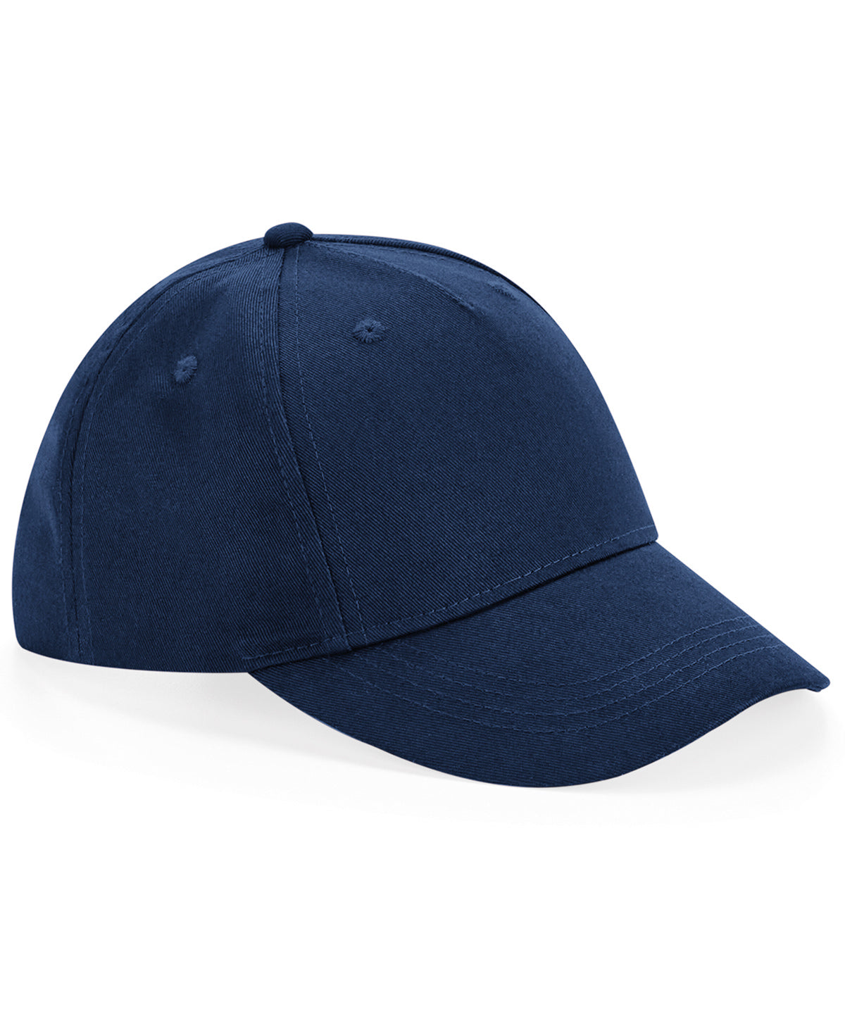 Beechfield Junior organic cotton 5-panel cap in Navy, front view
