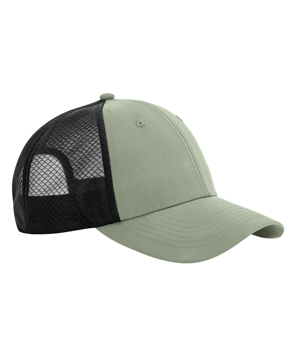 Beechfield Technical mesh trucker in Fresh Green/Black, front view