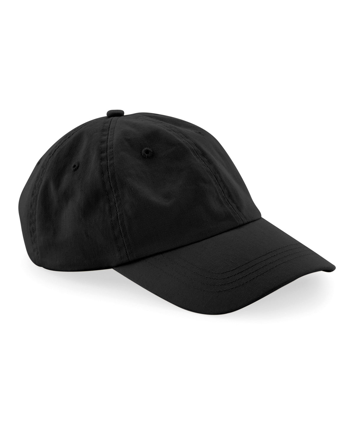 Beechfield Organic cotton 6-panel dad cap in Black, front view
