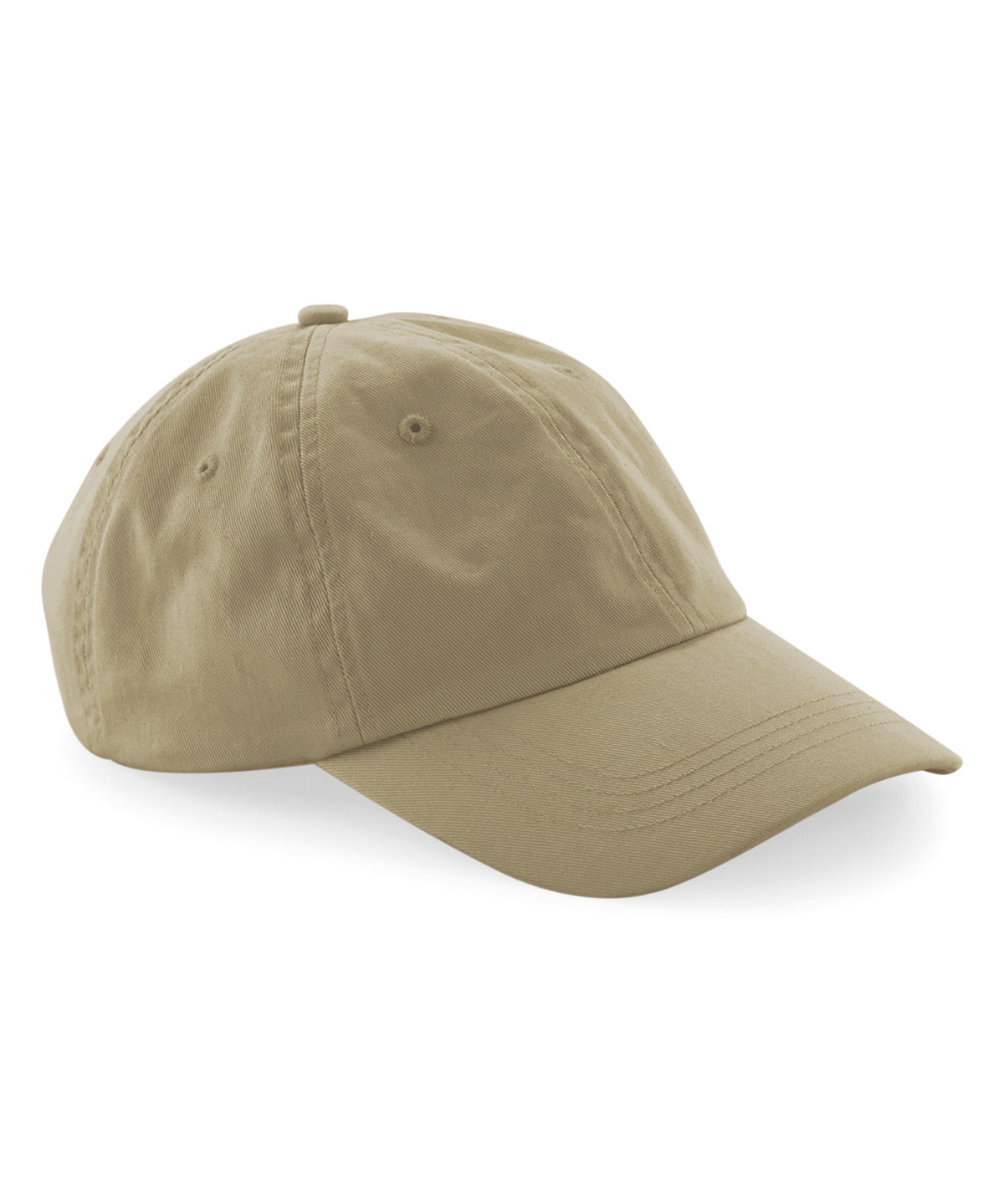 Beechfield Organic cotton 6-panel dad cap in Desert Sand, front view