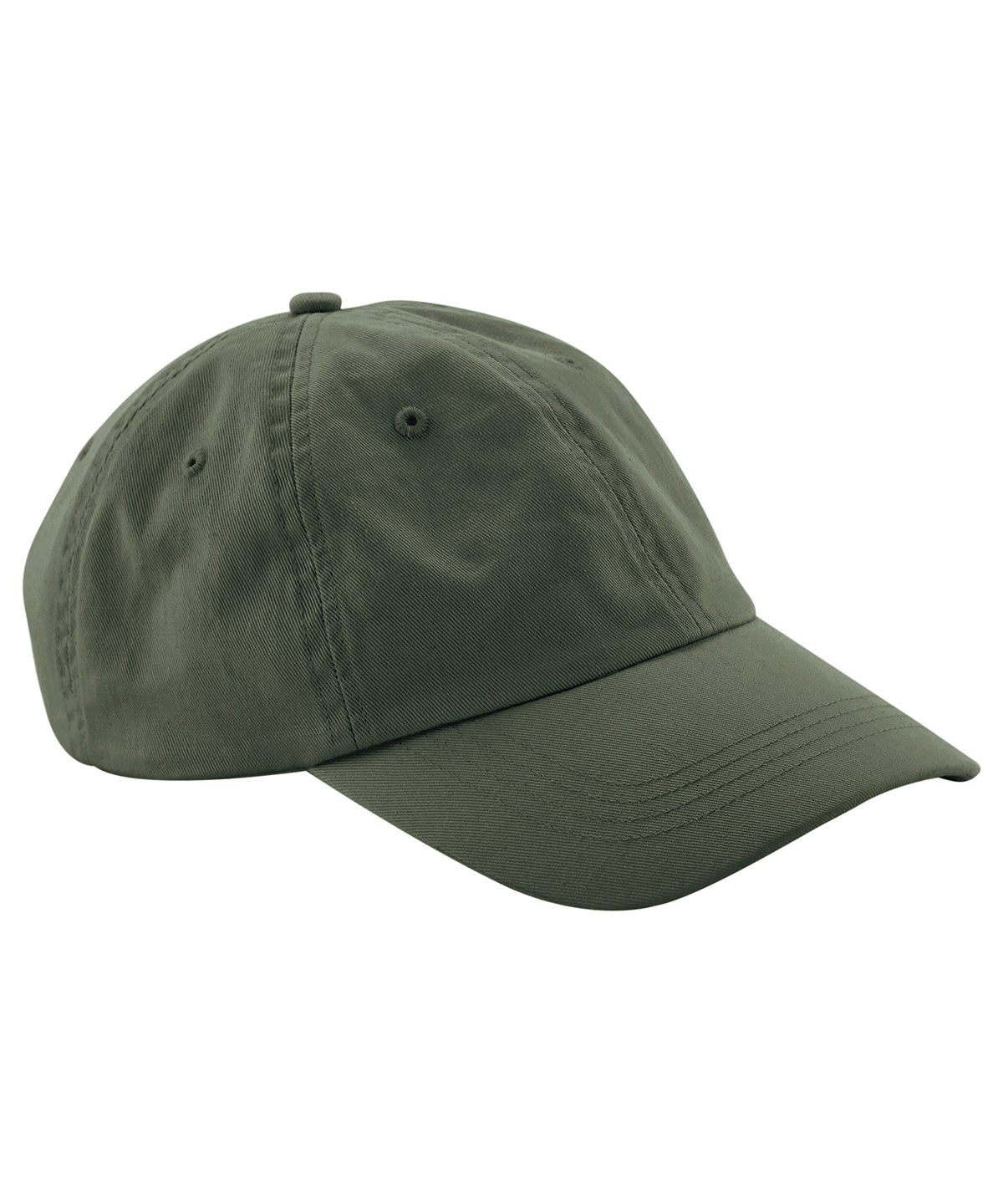 Beechfield Junior low-profile 6-panel dad cap in Olive Green, front view