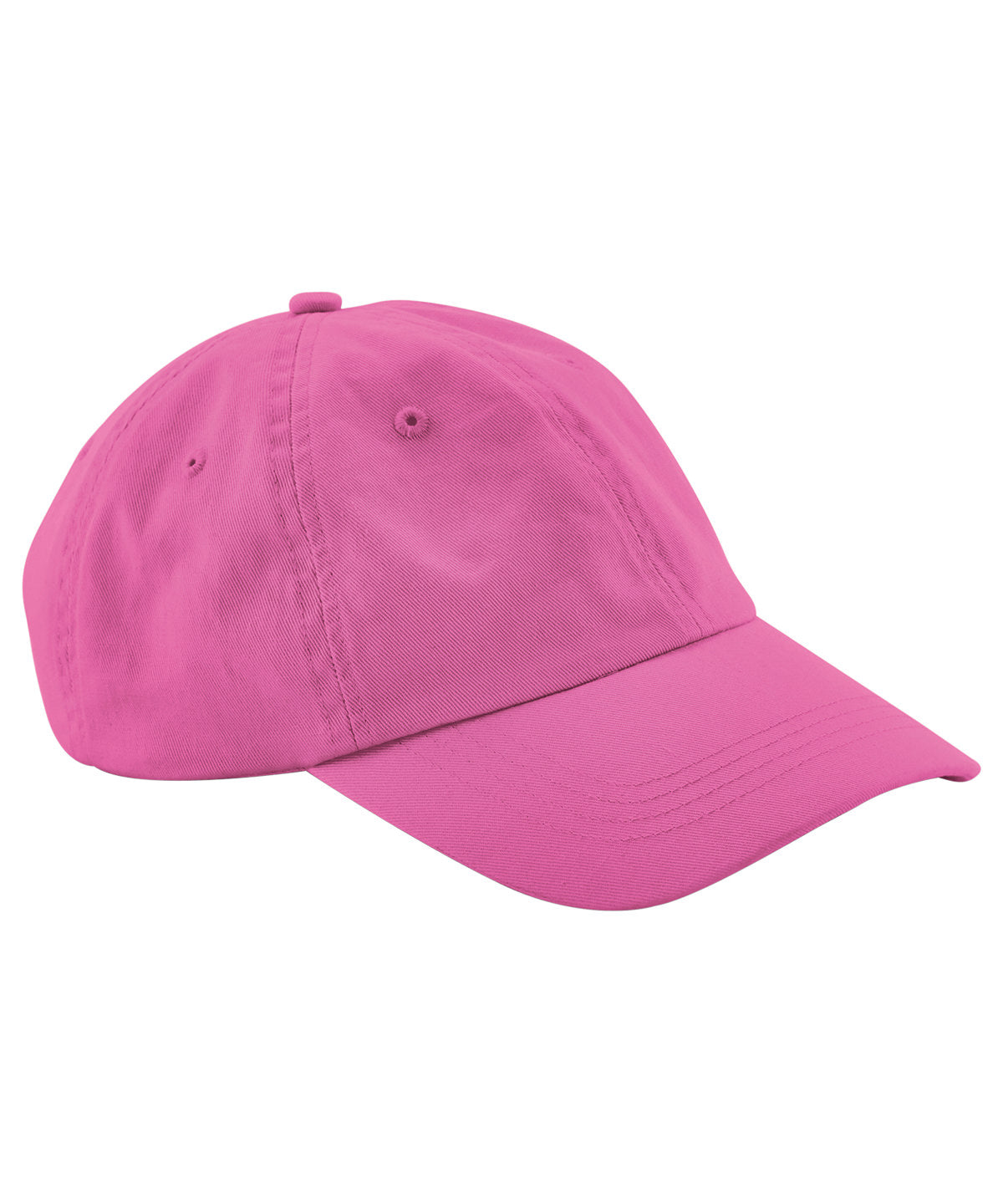 Beechfield Junior low-profile 6-panel dad cap in True Pink, front view