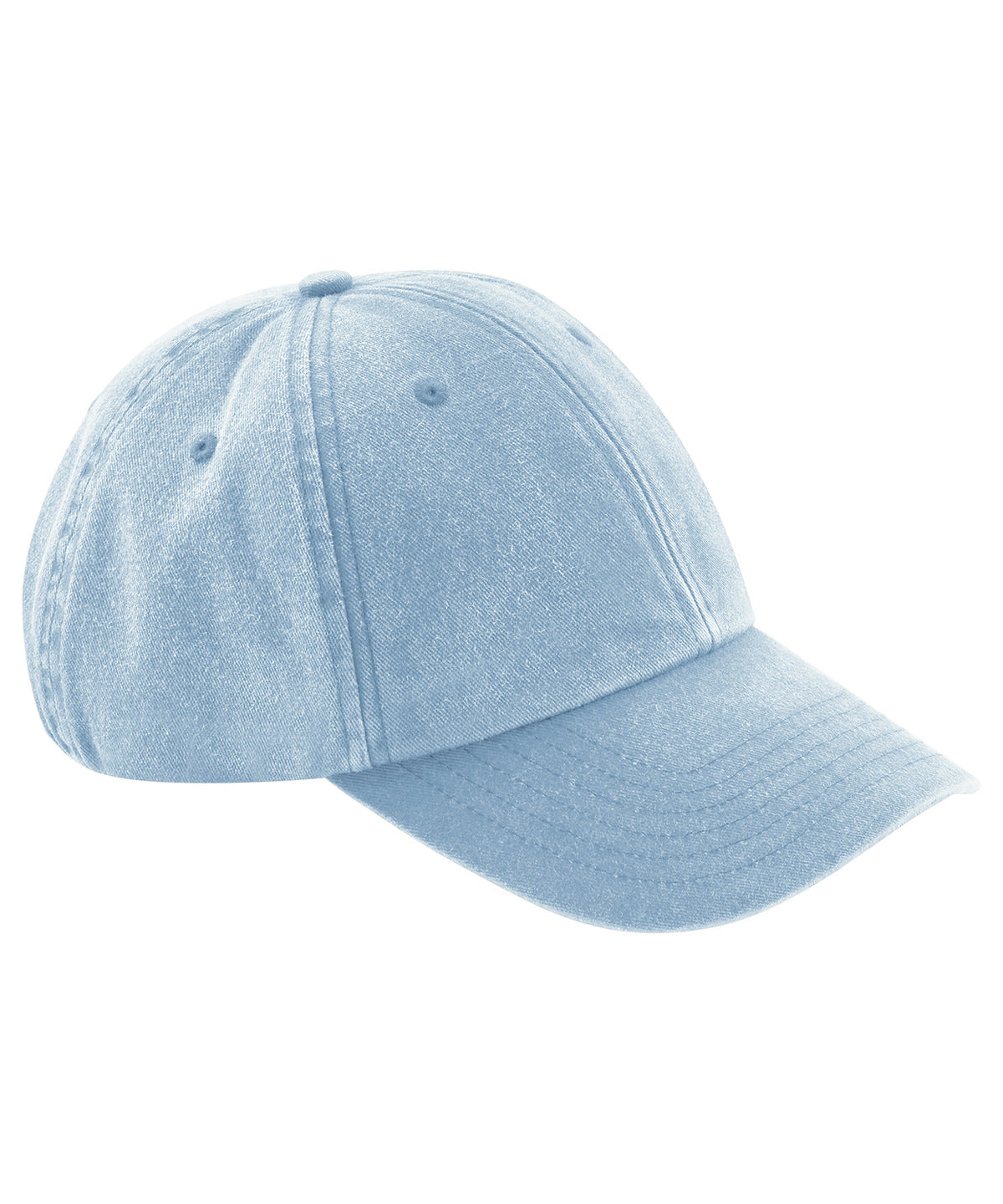 Beechfield Junior low-profile vintage cap in Vintage Light Blue, front view