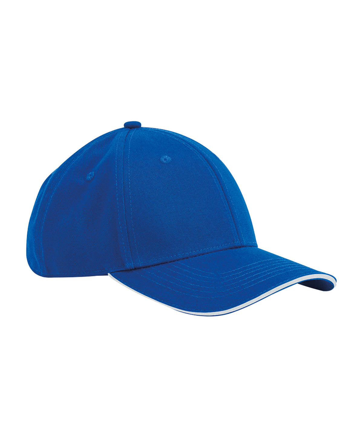 Beechfield EarthAware classic organic cotton 6-panel cap – sandwich peak in Bright Royal/White, front view