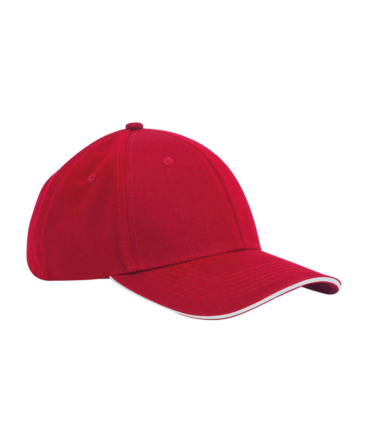 Beechfield EarthAware classic organic cotton 6-panel cap – sandwich peak in Classic Red/White, front view