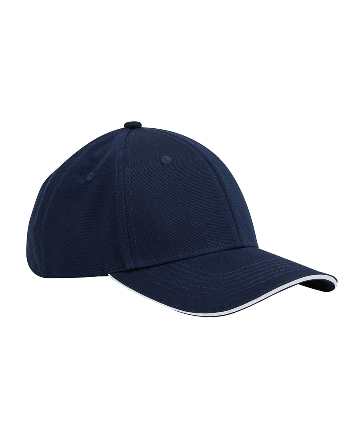 Beechfield EarthAware classic organic cotton 6-panel cap – sandwich peak in French Navy/White, front view