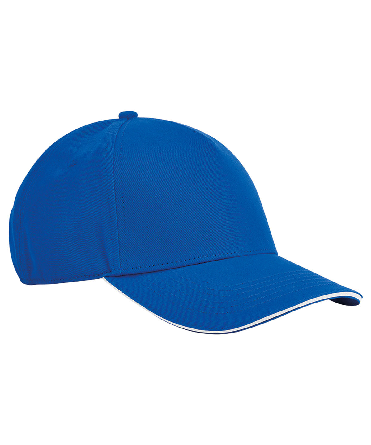 Beechfield EarthAware classic organic cotton 5-panel cap – sandwich peak in Bright Royal/White, front view