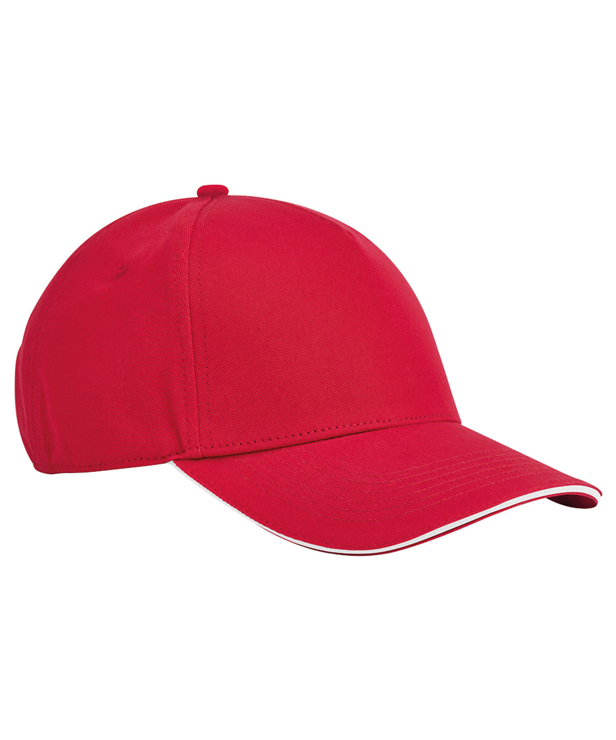 Beechfield EarthAware classic organic cotton 5-panel cap – sandwich peak in Classic Red/White, front view