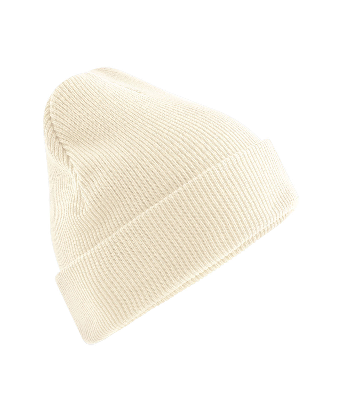 Beechfield Organic cotton original cuffed beanie in Off White, front view