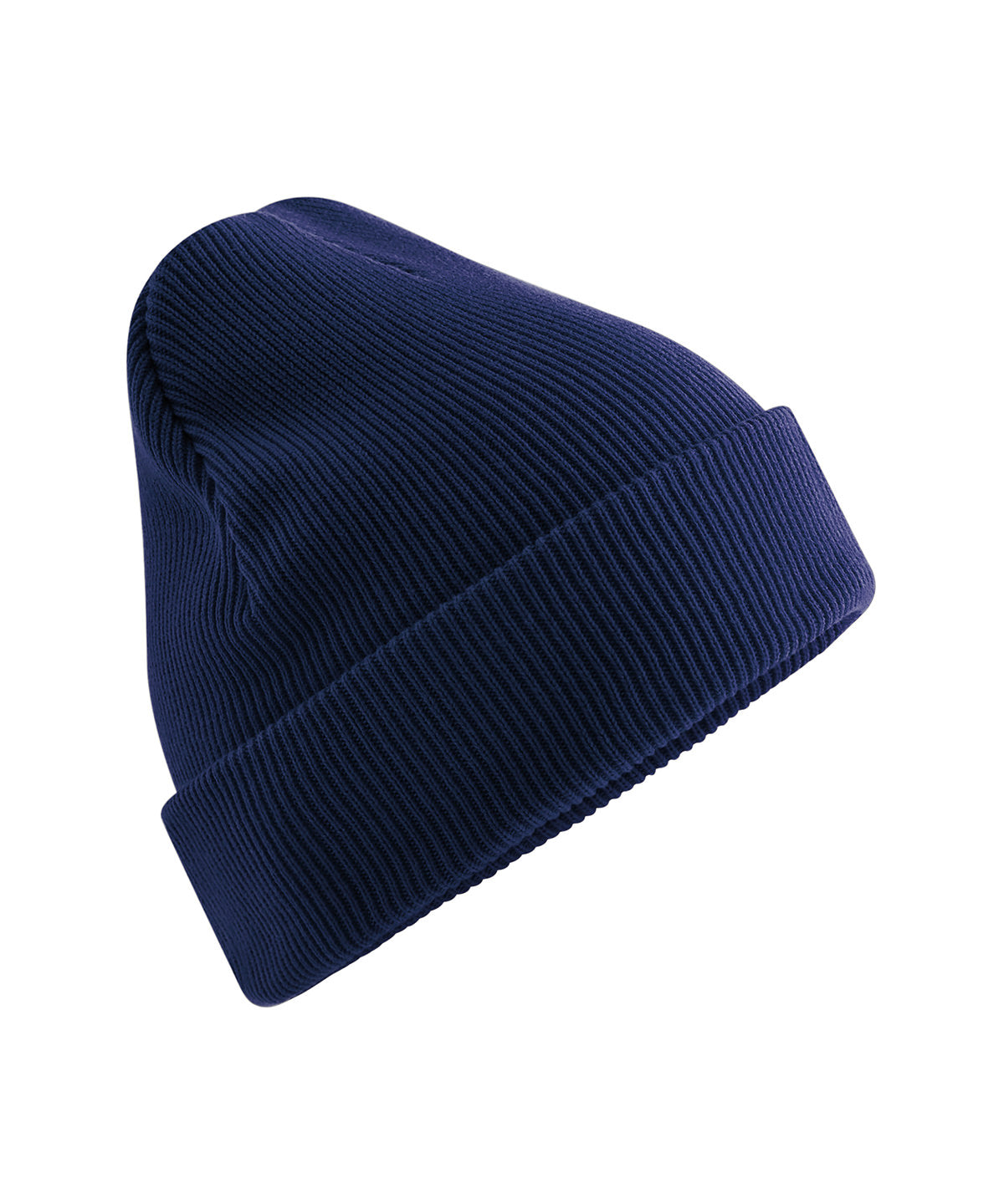 Beechfield Organic cotton original cuffed beanie in Oxford Navy, front view