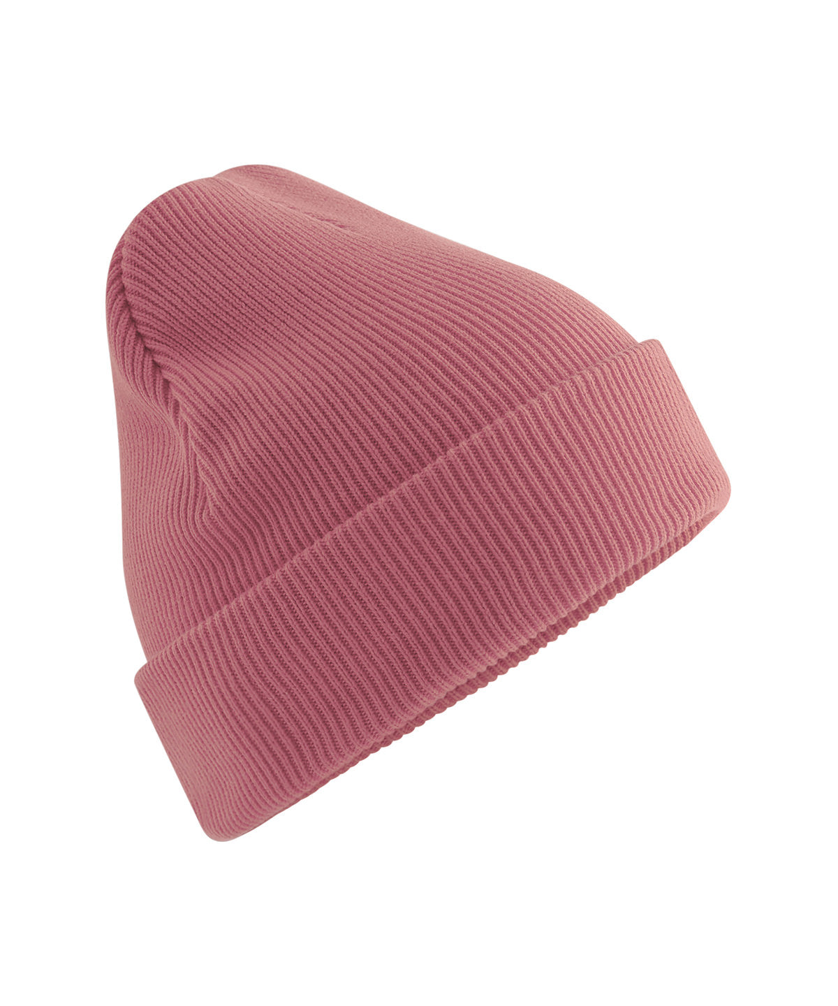Beechfield Organic cotton original cuffed beanie in Rose, front view