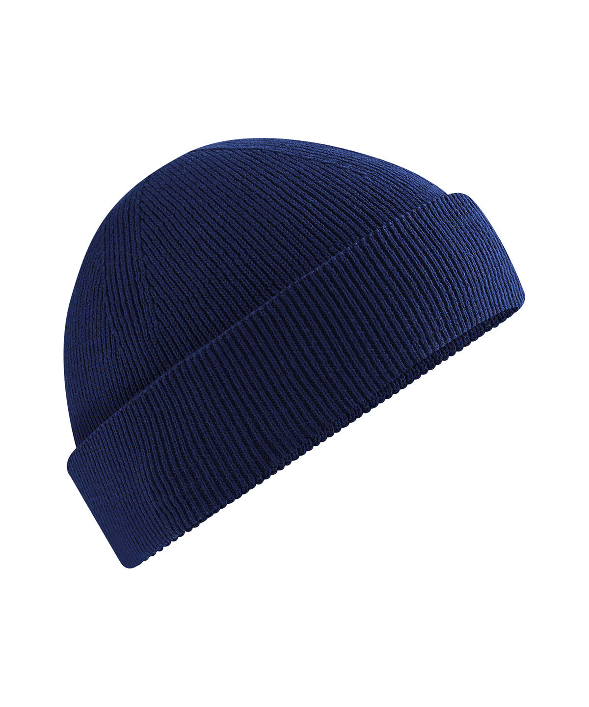Beechfield Organic cotton fisherman beanie in Oxford Navy, front view