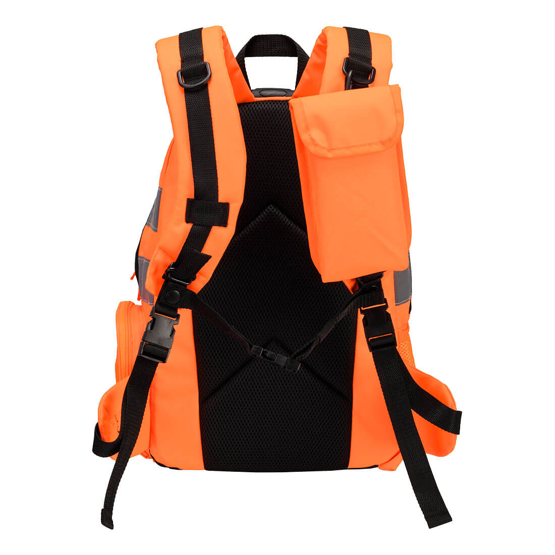 Portwest B904 Quick Release Hi-Vis Rucksack in Orange, back view
