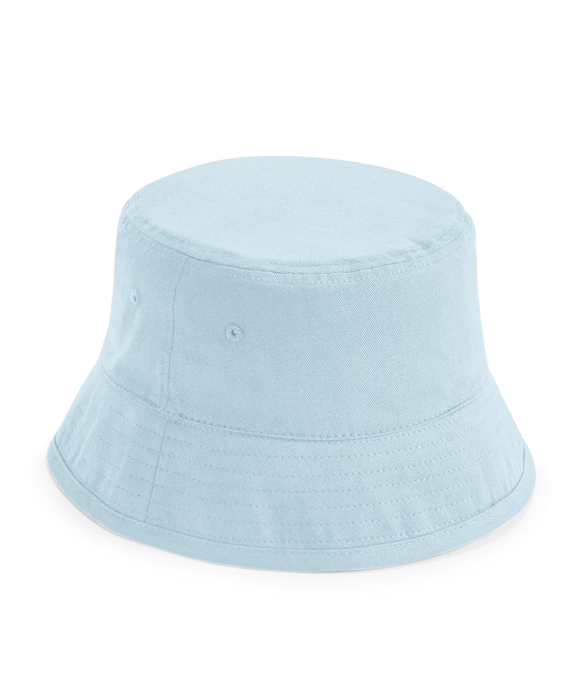 Beechfield Junior organic cotton bucket hat in Powder Blue, front view