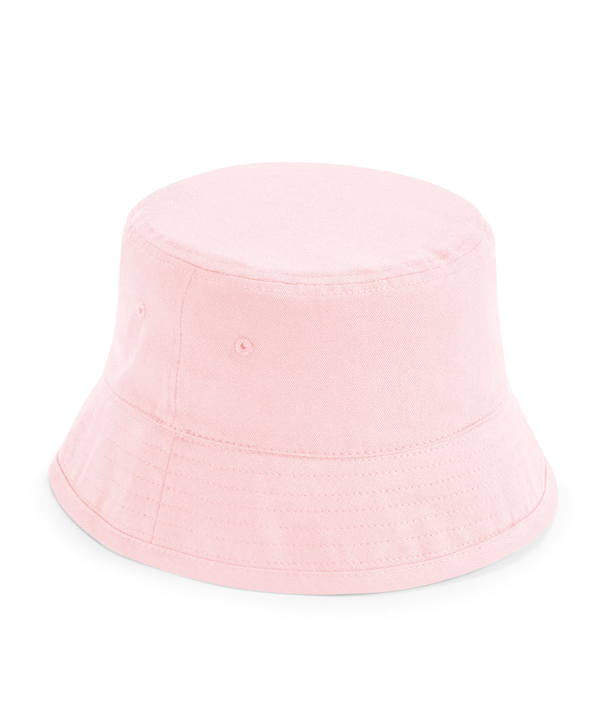 Beechfield Junior organic cotton bucket hat in Powder Pink, front view