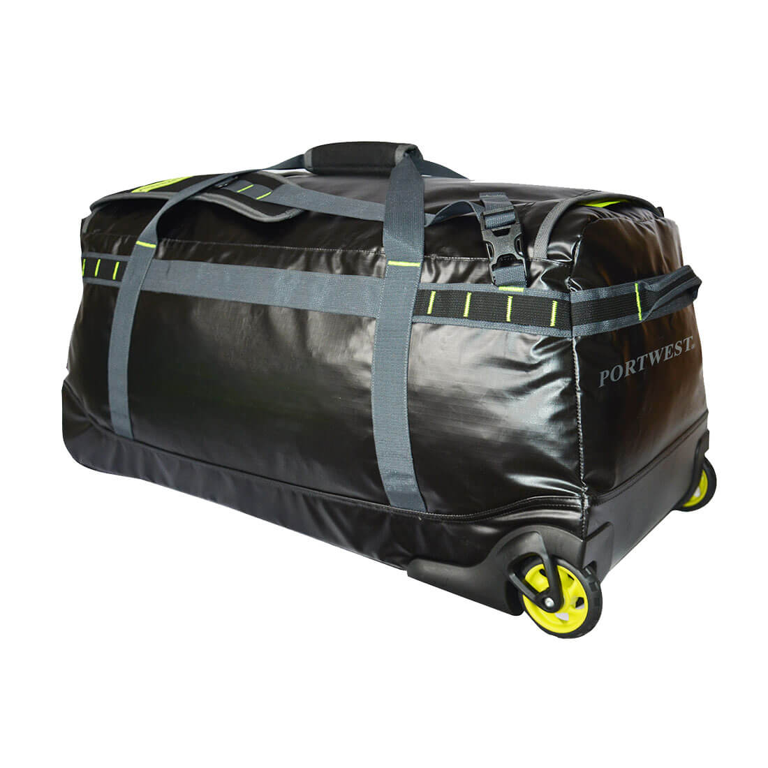 Portwest PW3 100L Water-resistant Duffle Trolley Bag in Black, main product image