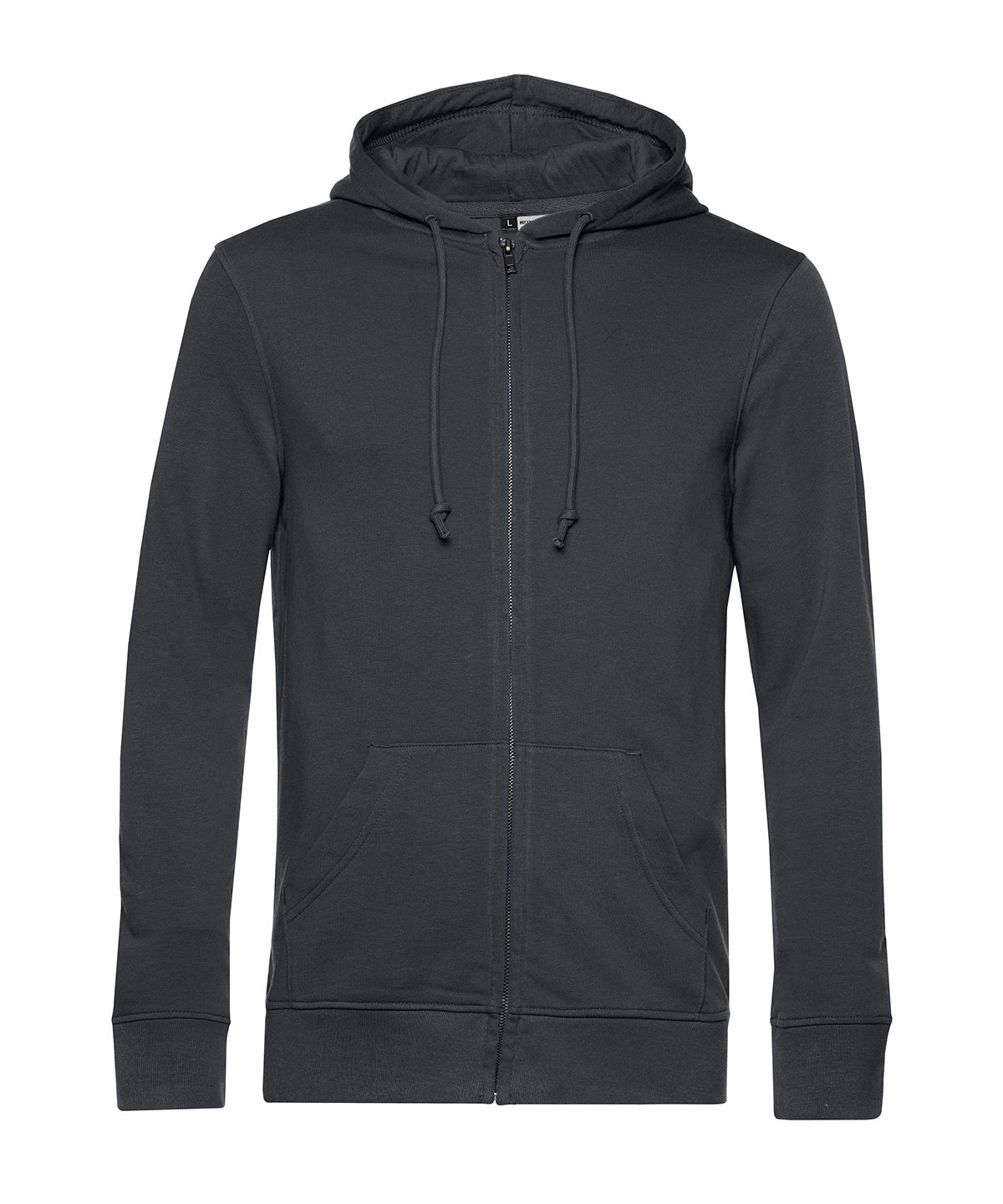 B&C Collection B&C Inspire Zipped Hood in Asphalt, front view