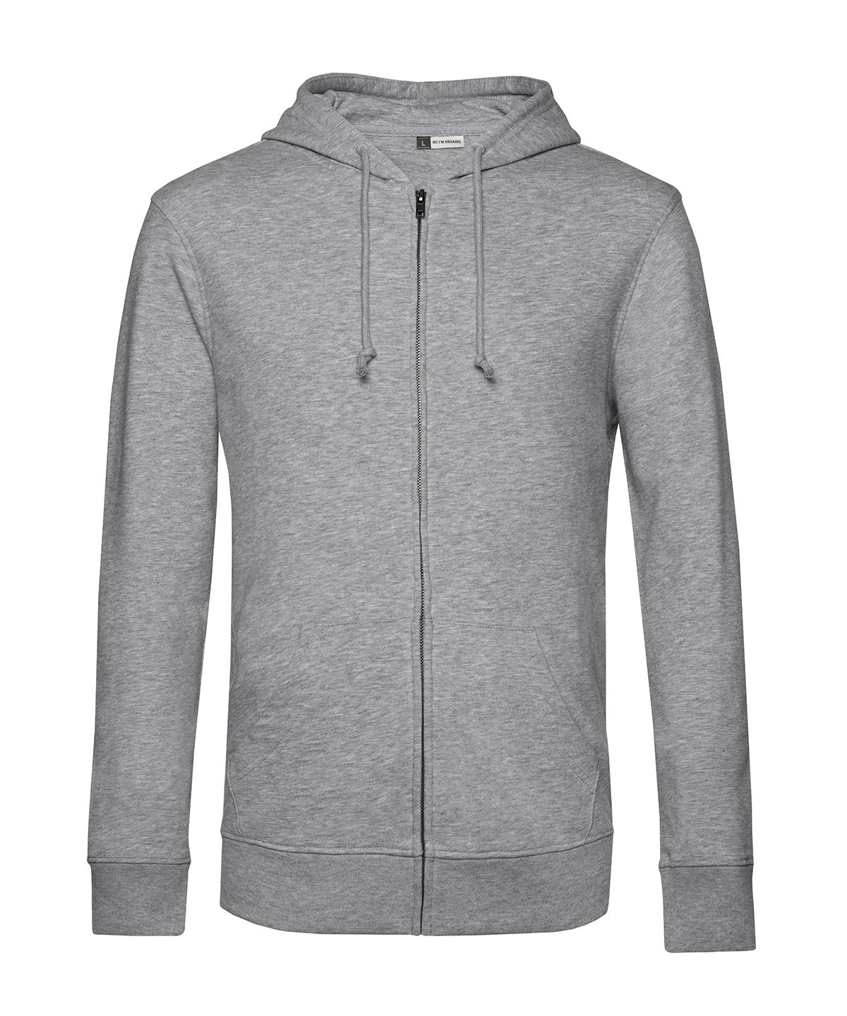 B&C Collection B&C Inspire Zipped Hood in Heather Grey, front view
