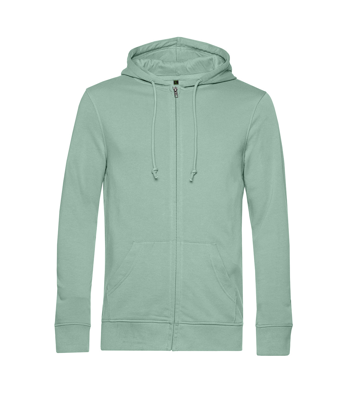 B&C Collection B&C Inspire Zipped Hood in Sage, front view
