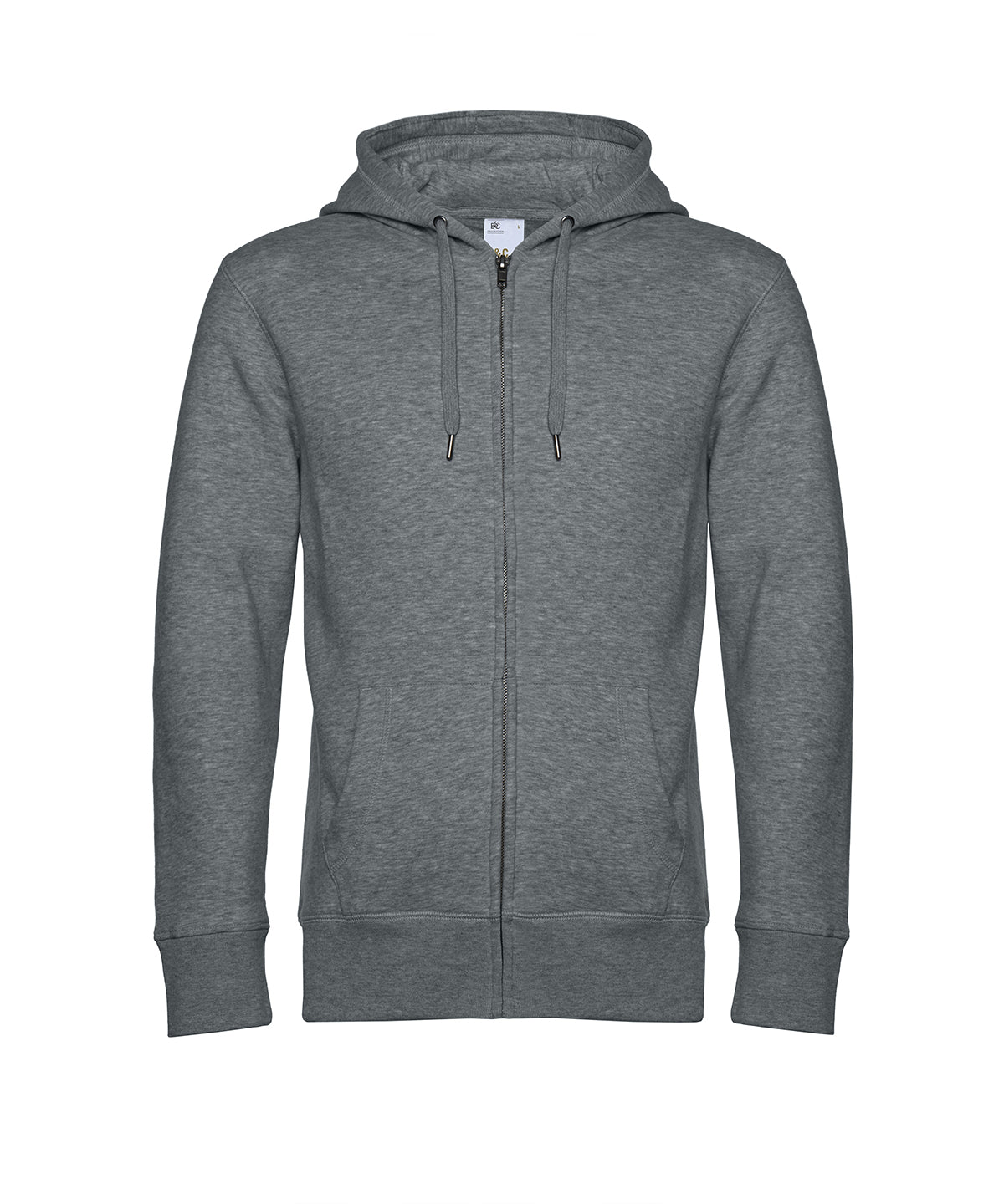 B&C Collection B&C KING Zipped Hood in Heather Mid Grey, front view