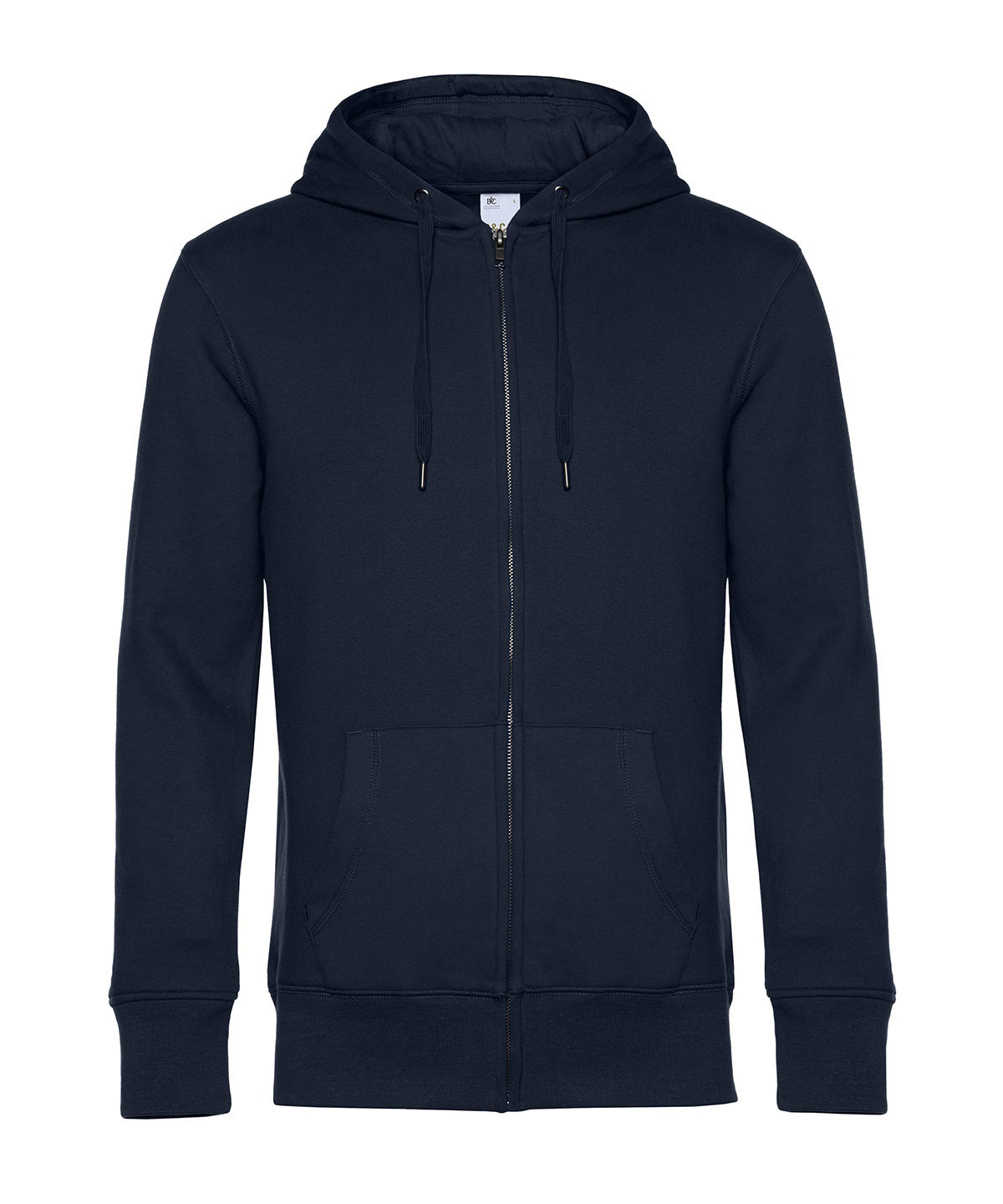 B&C Collection B&C KING Zipped Hood in Navy Blue, front view