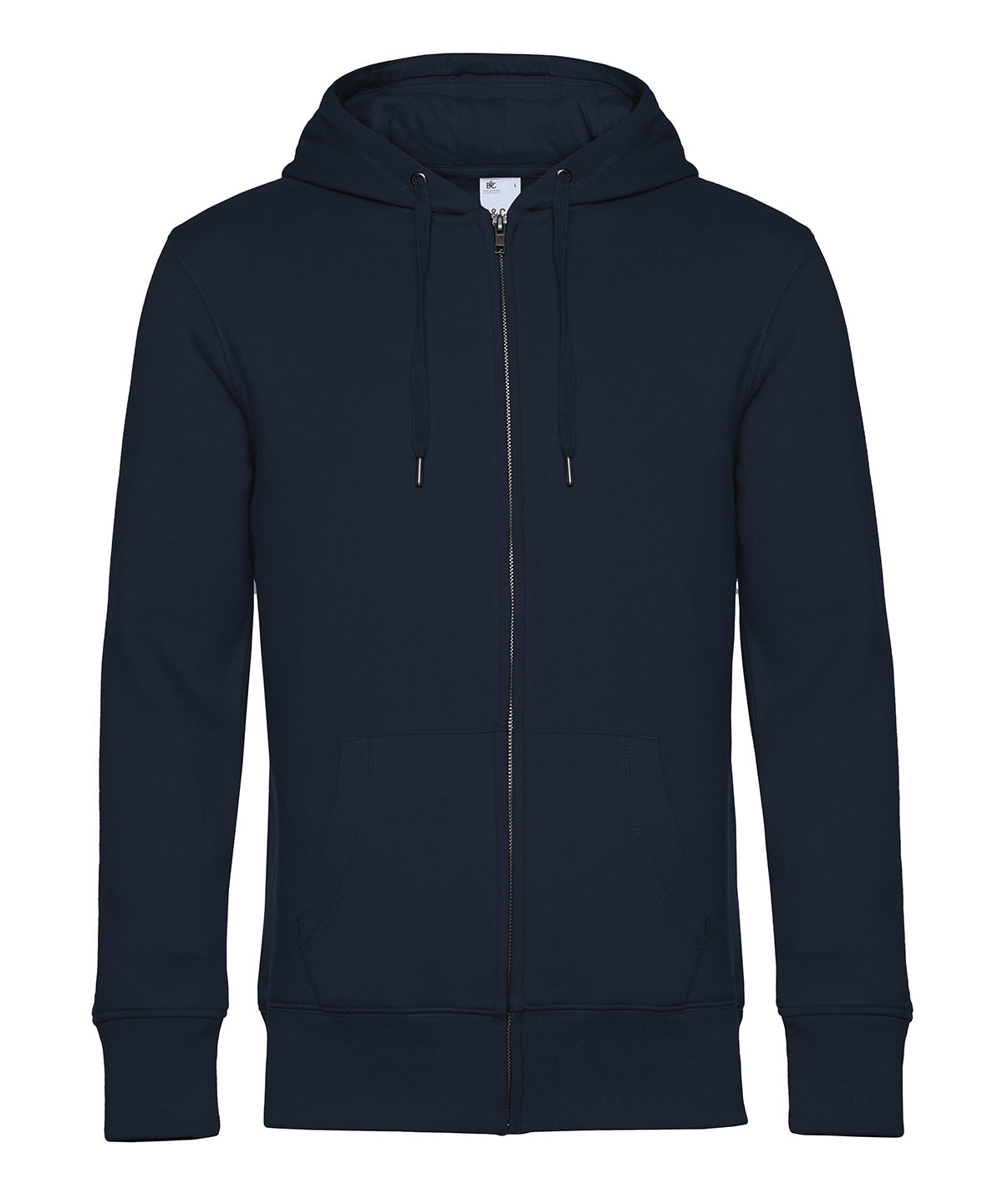 B&C Collection B&C KING Zipped Hood in Navy, front view