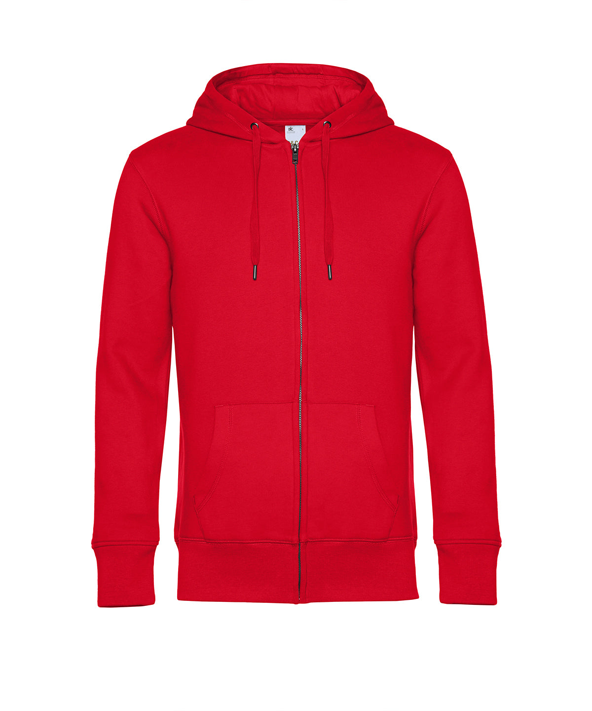 B&C Collection B&C KING Zipped Hood in Red, front view