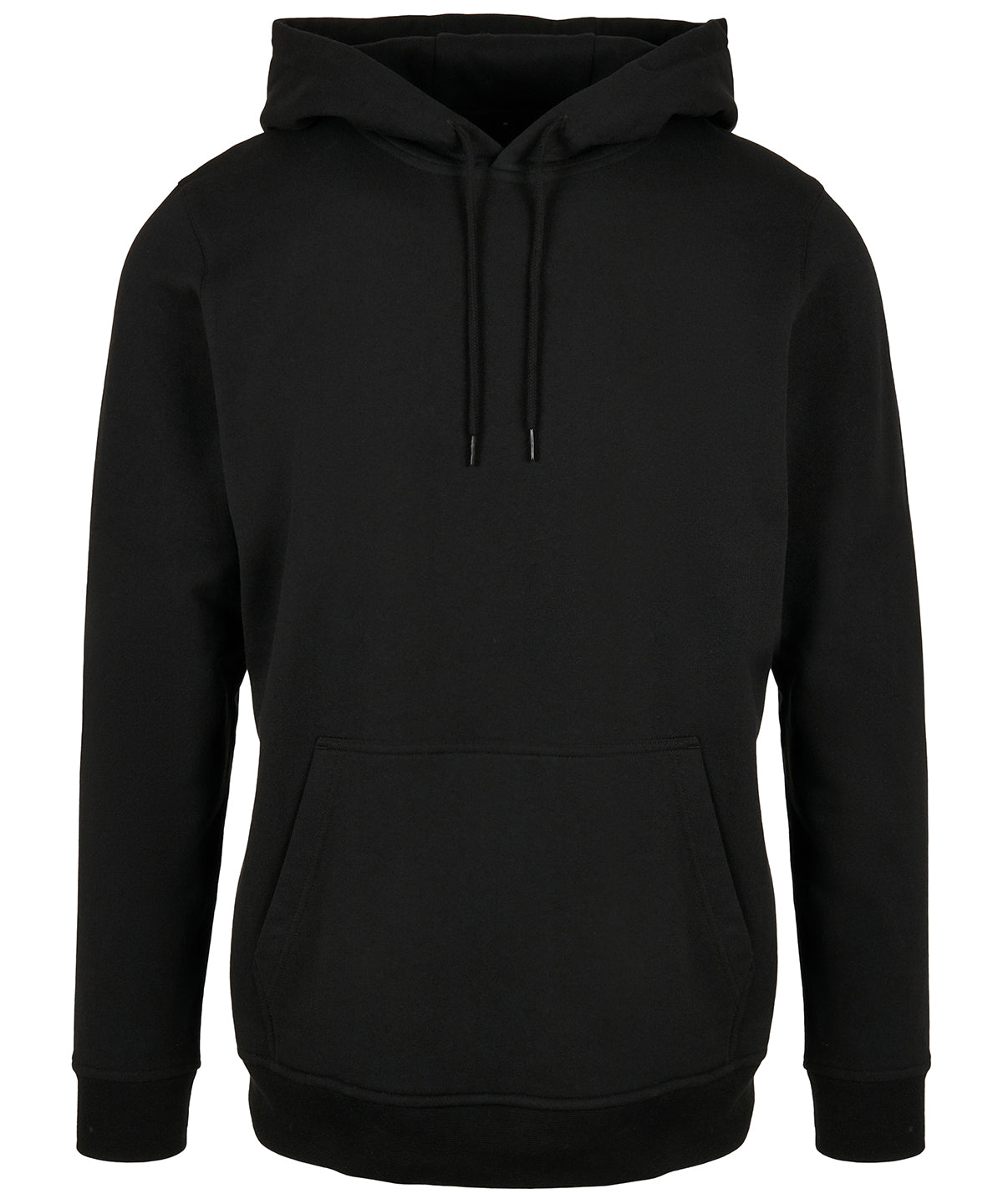 Build Your Brand Basic Hoodie in Black, front view