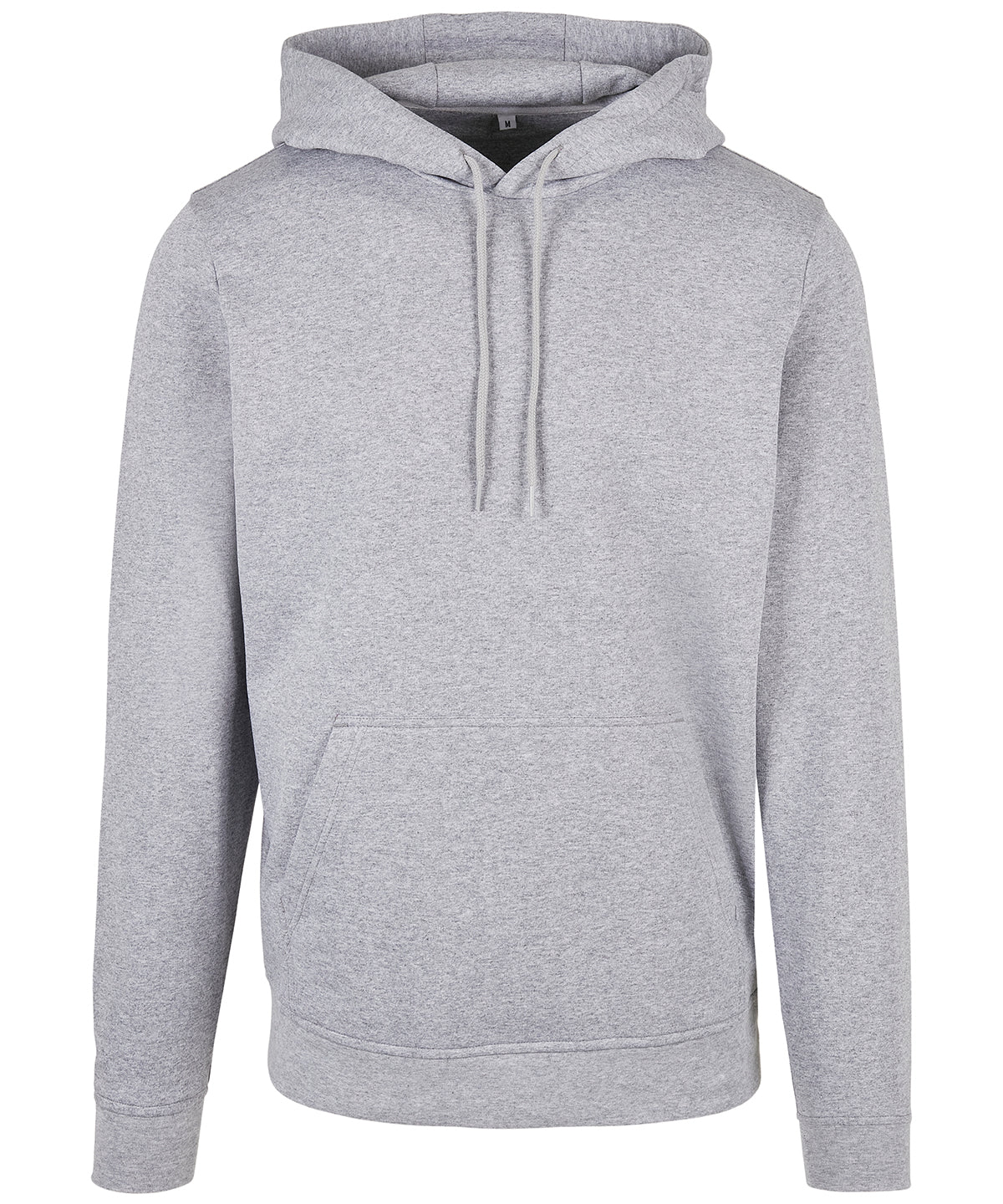 Build Your Brand Basic Hoodie in Heather Grey, front view