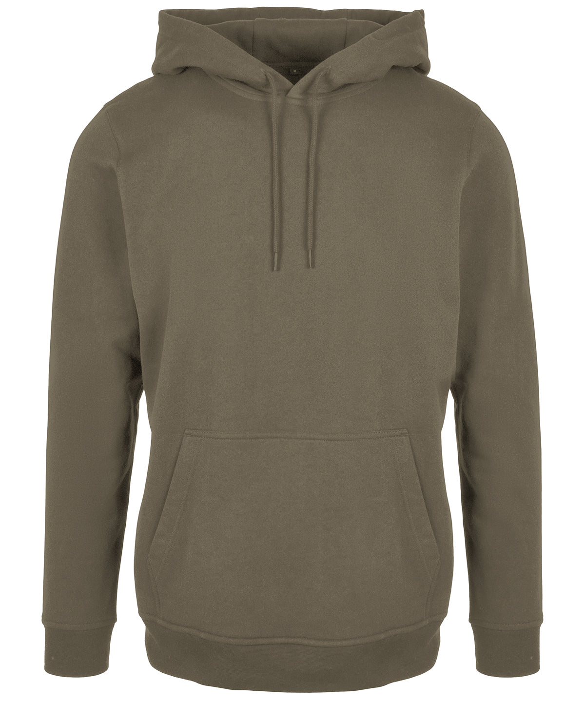 Build Your Brand Basic Hoodie in Olive, front view