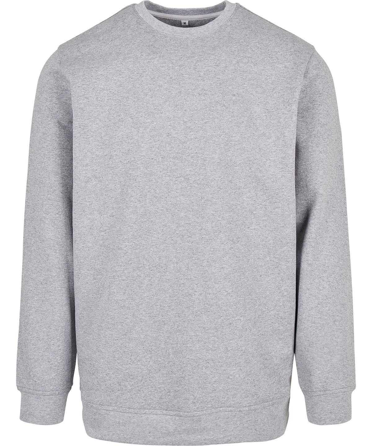 Build Your Brand Basic Crew neck in Heather Grey, front view