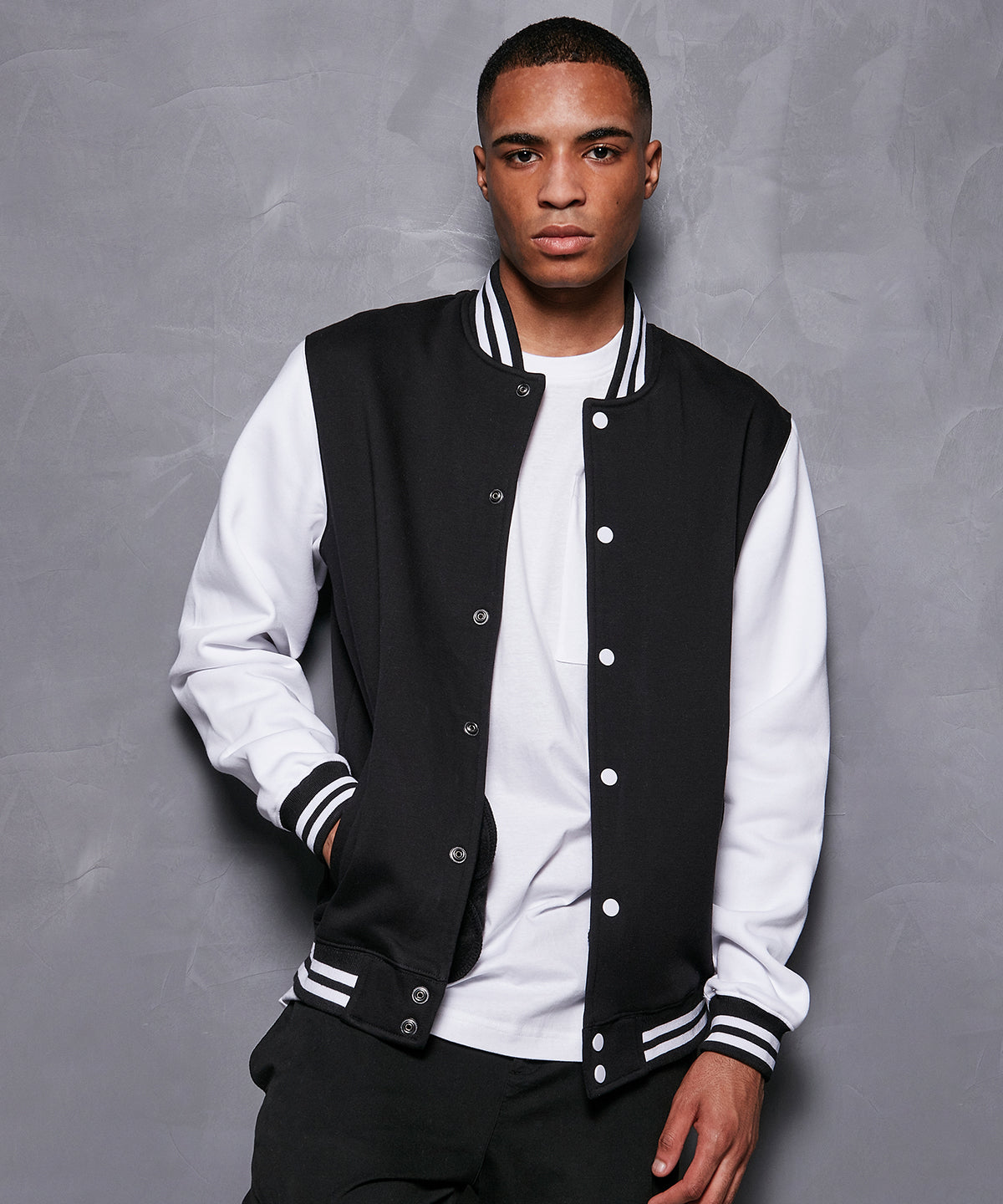 Build Your Brand Basic College jacket, lifestyle photo