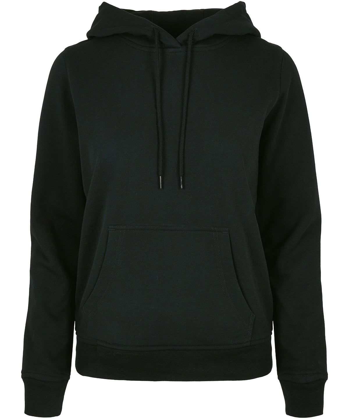 Build Your Brand Basic Women's basic hoodie in Black, front view