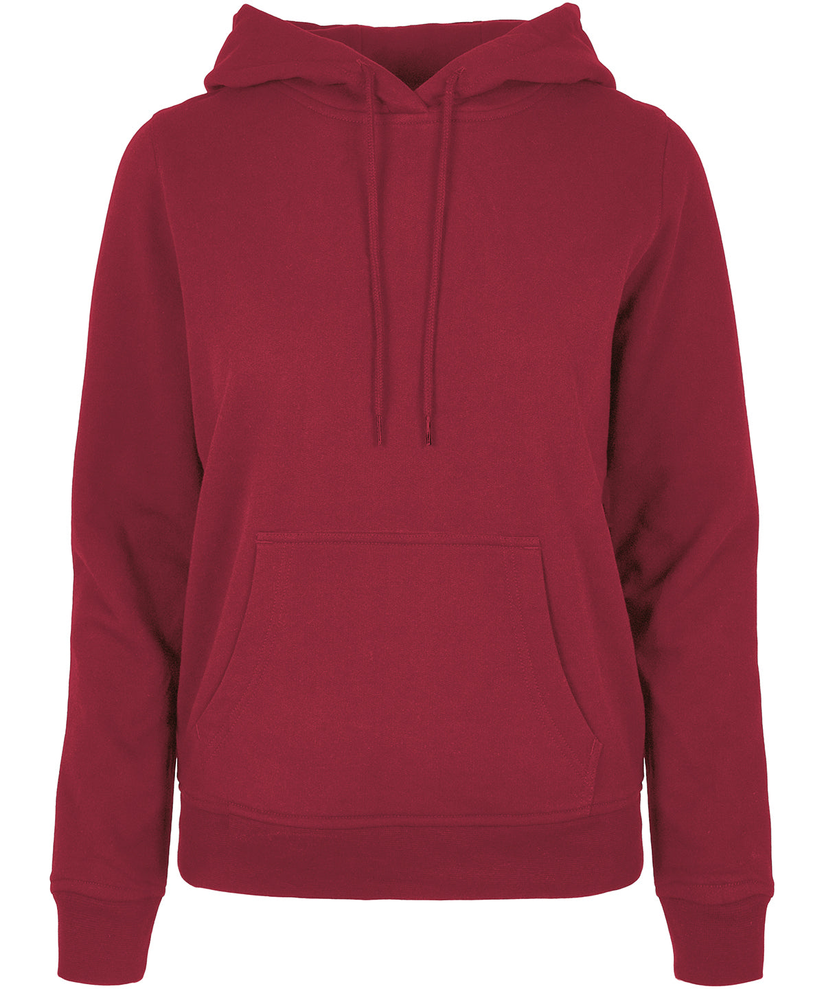Build Your Brand Basic Women's basic hoodie in Burgundy, front view