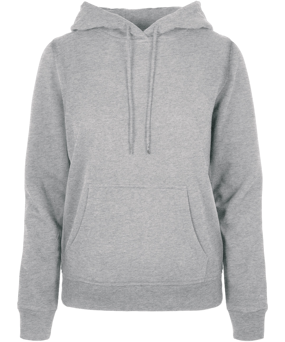 Build Your Brand Basic Women's basic hoodie in Heather Grey, front view