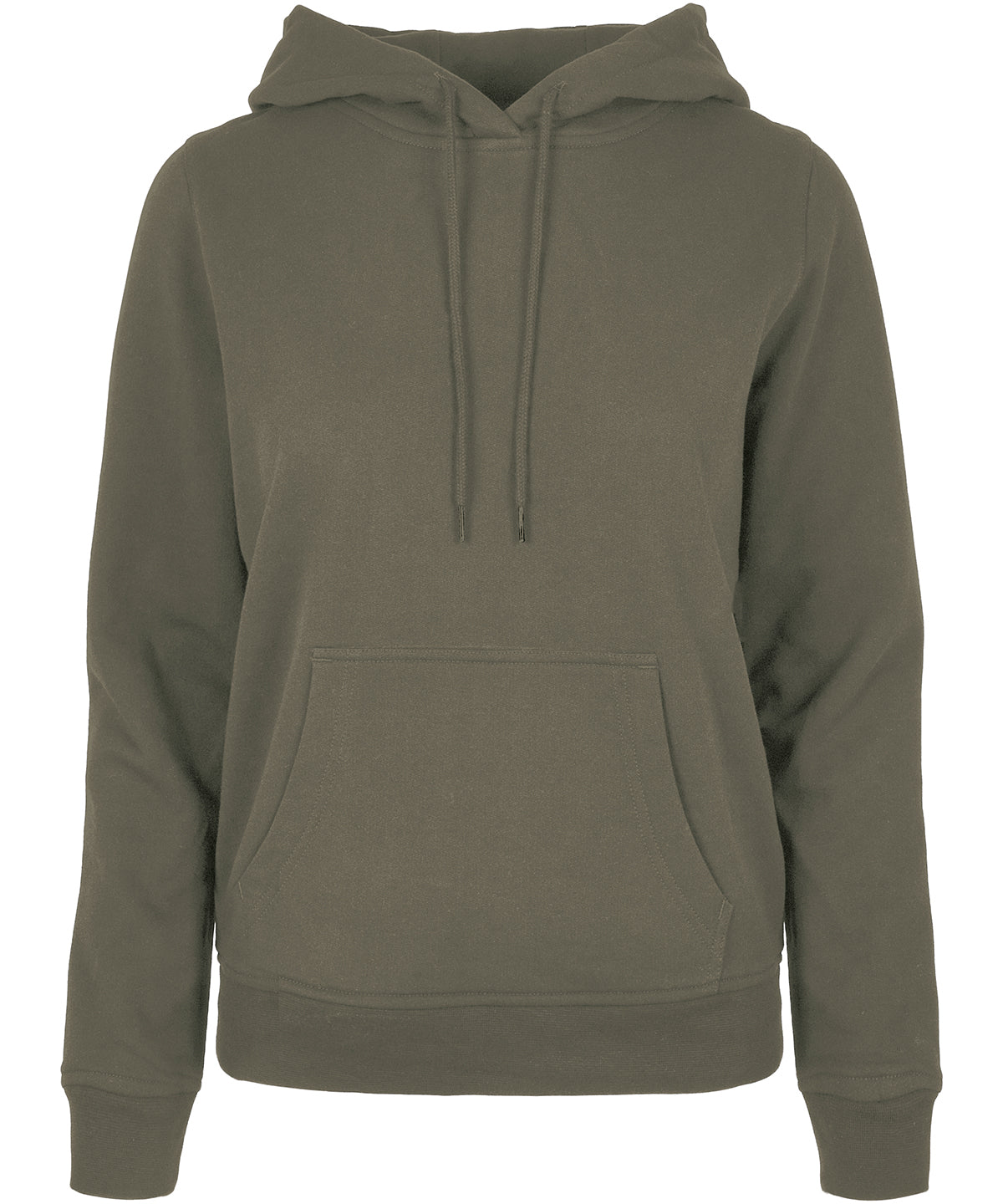Build Your Brand Basic Women's basic hoodie in Olive, front view