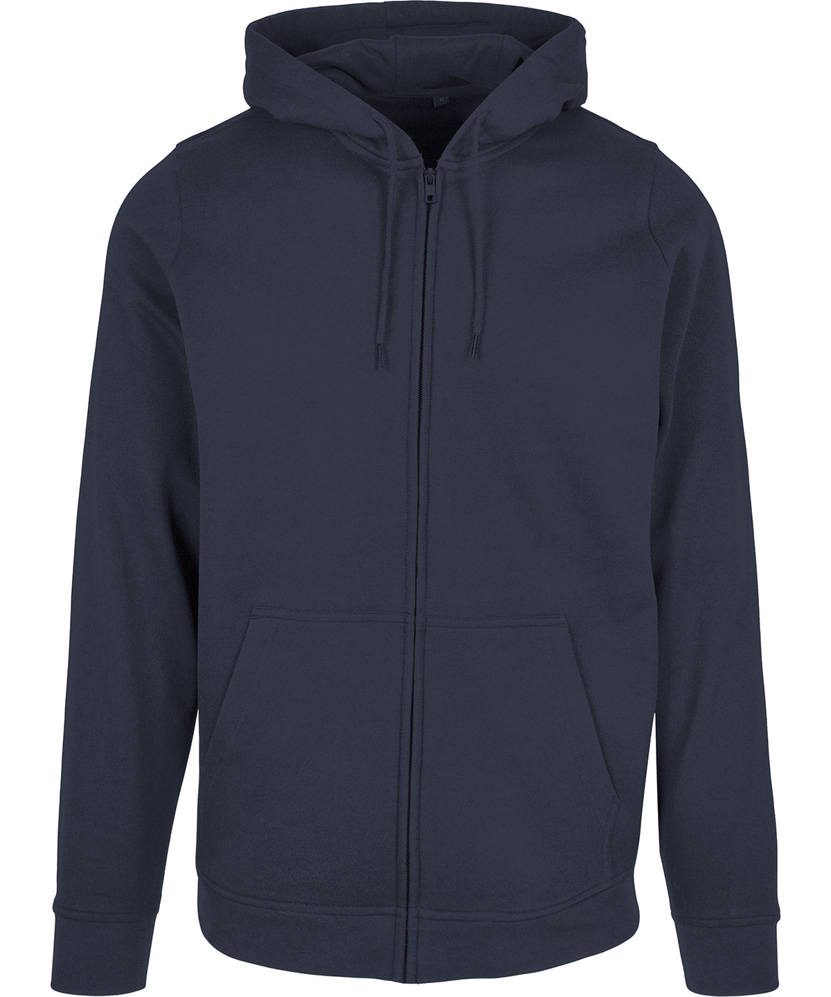Build Your Brand Basic Zip hoodie in Navy, front view