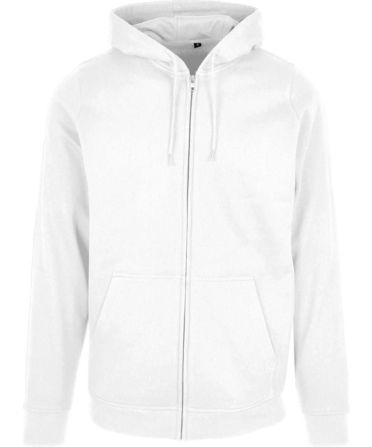 Build Your Brand Basic Zip hoodie in White, front view