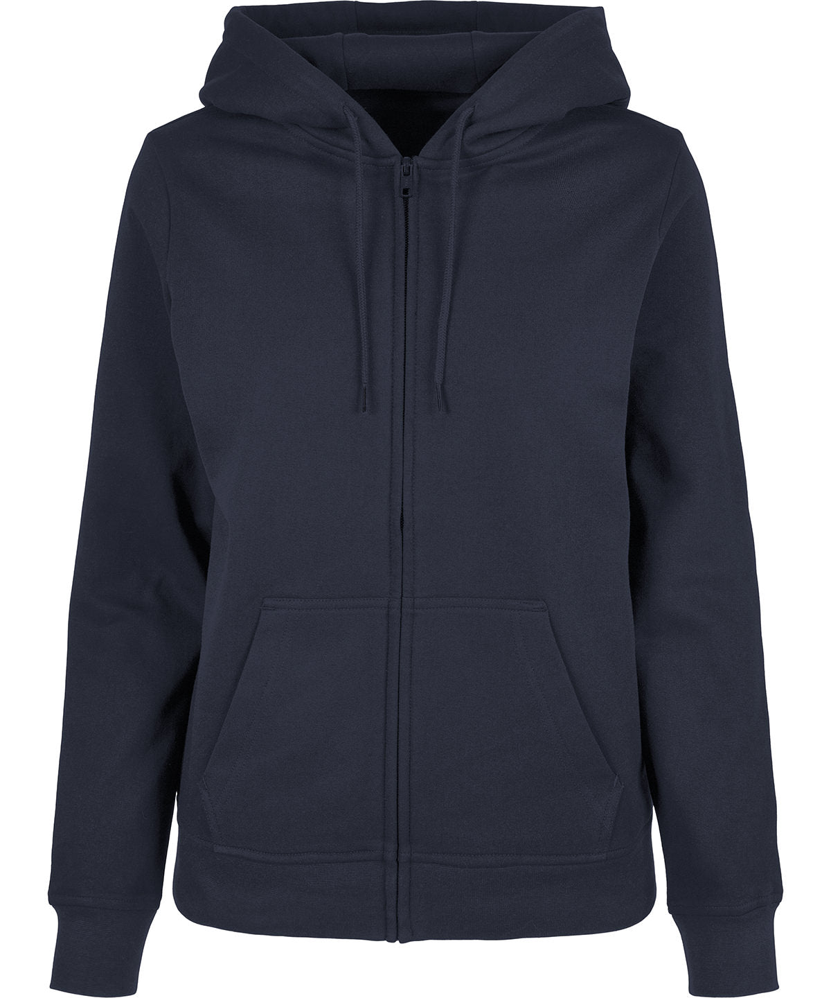 Build Your Brand Basic Women’s basic zip hoodie in Navy, front view