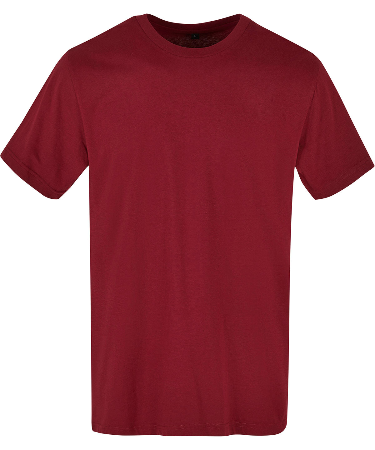 Build Your Brand Basic Round neck tee in Cherry, front view