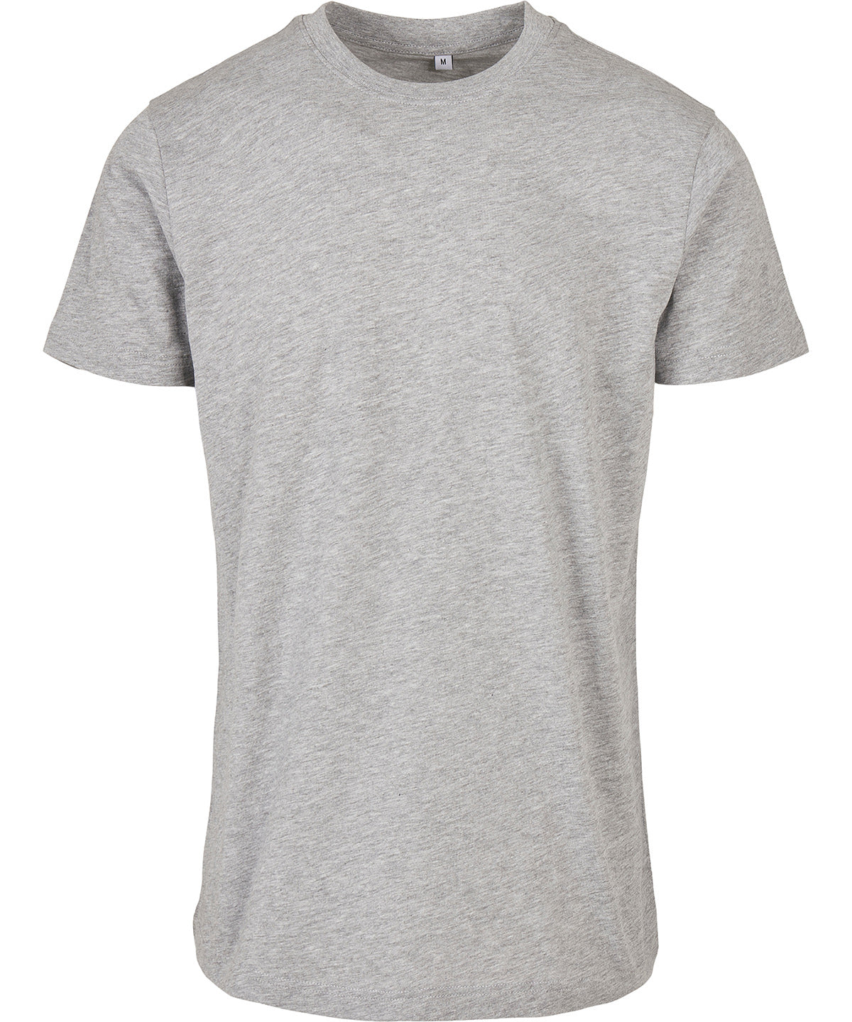 Build Your Brand Basic Round neck tee in Heather Grey, front view