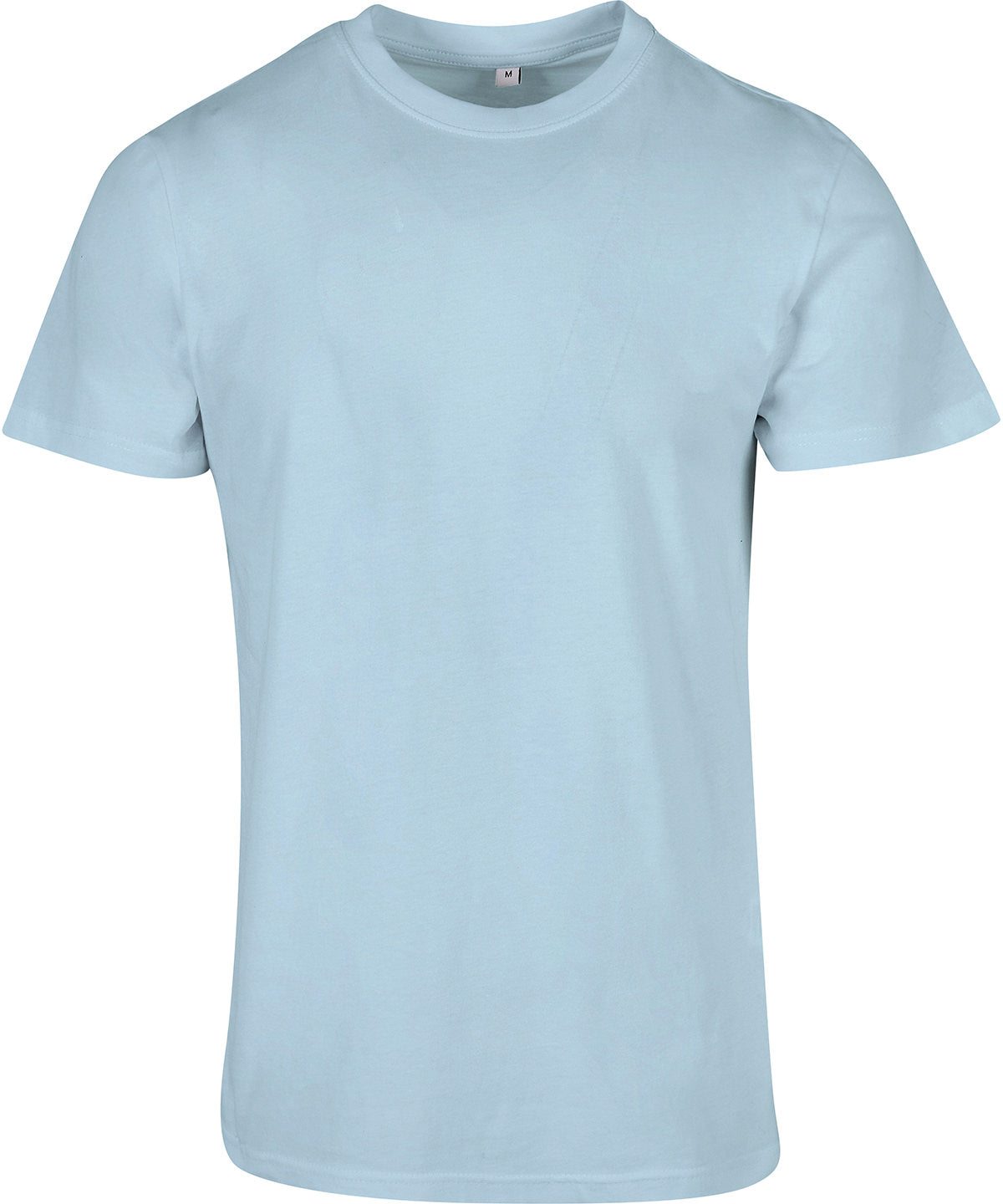 Build Your Brand Basic Round neck tee in Ocean Blue, front view