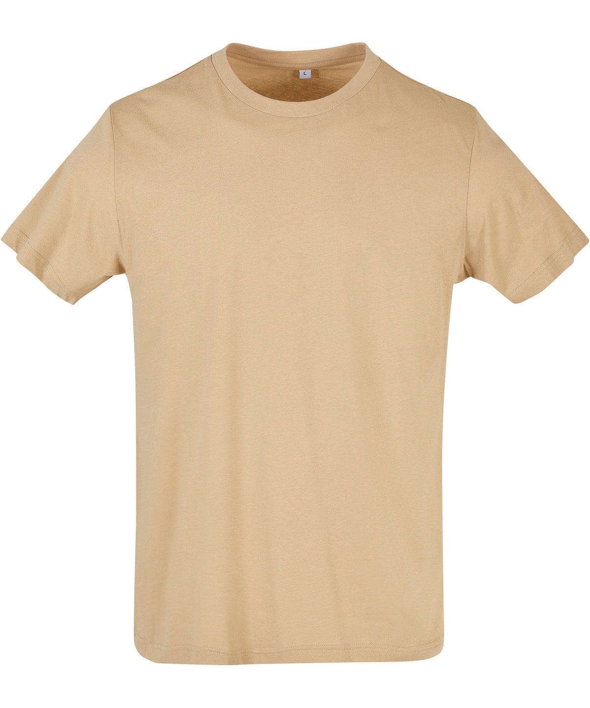 Build Your Brand Basic Round neck tee in Union Beige, front view